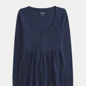 Hollister Blue Babydoll Long Sleeve Top